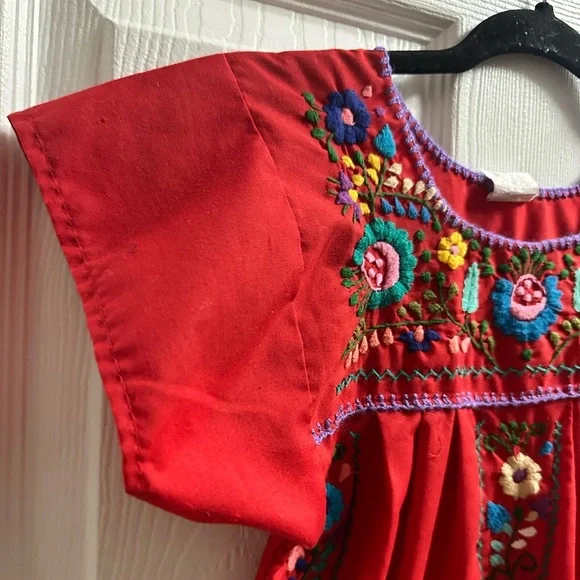 Girls Mexican Embroidered Fiesta Dress Size 6 - Picture 6 of 12